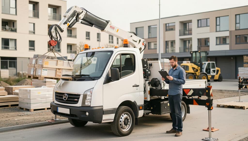 Location de petit camion grue : critères, permis et tarifs